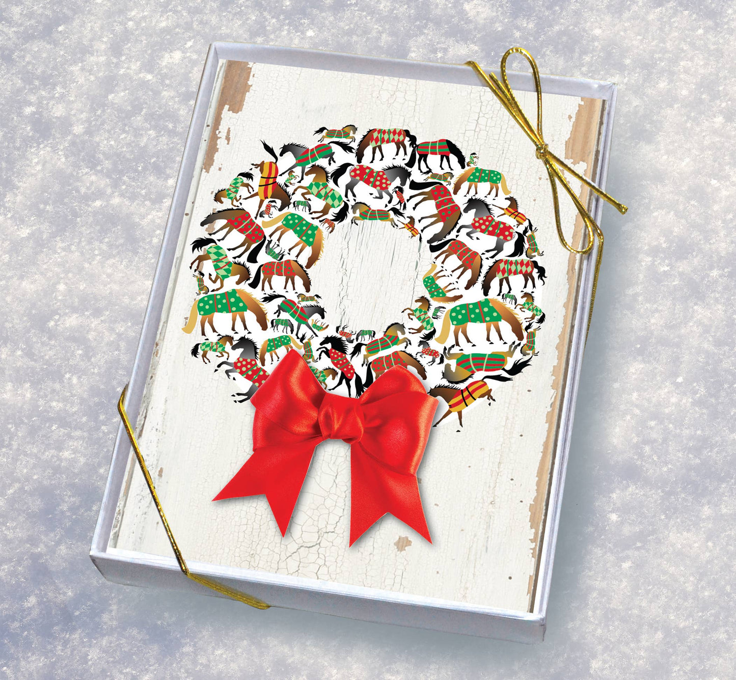 Horse Boxed Christmas Cards / Blankets Wreath / 8 Holiday
