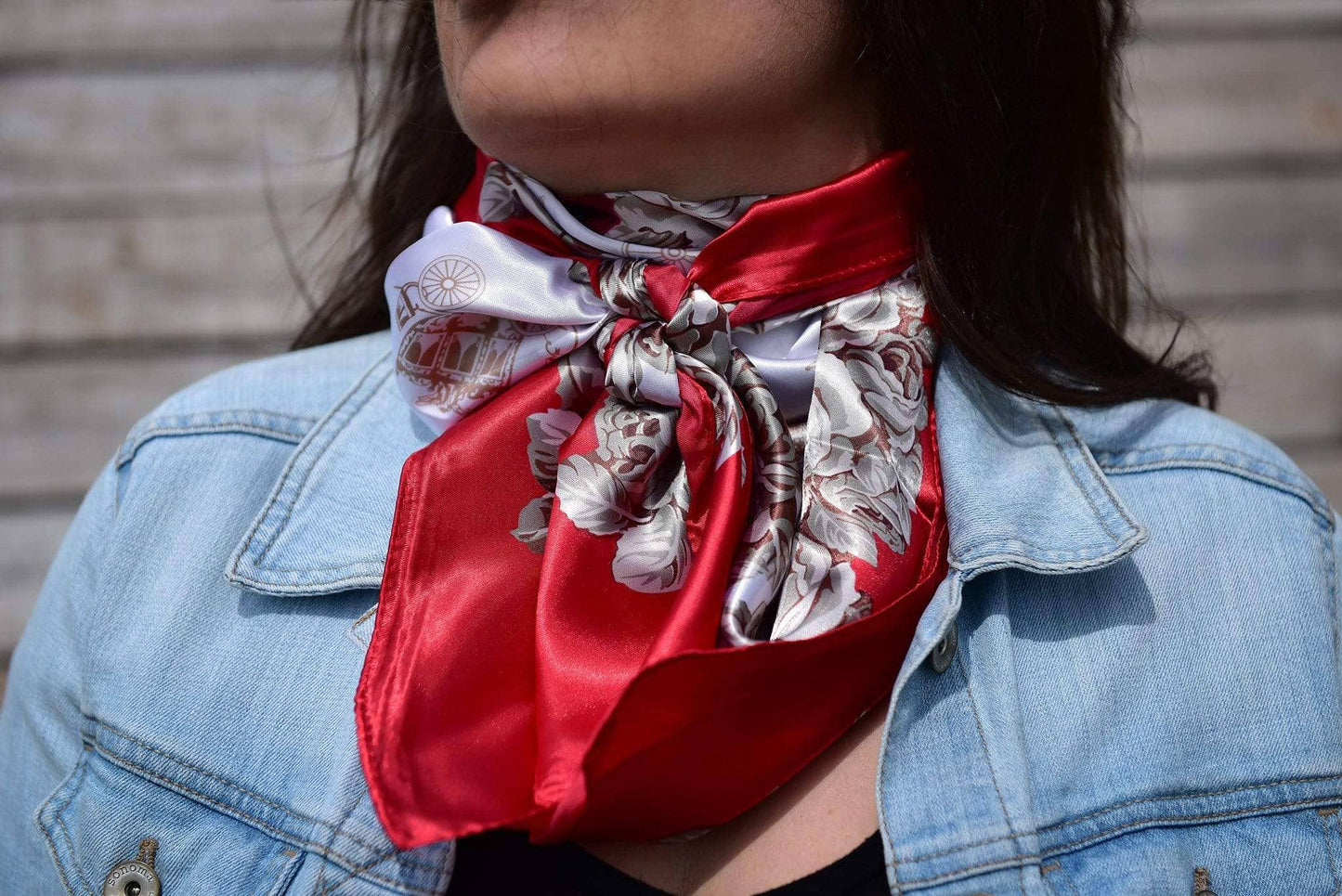 35X35" Red & Wine Floral Wild Rag / Scarf WR592