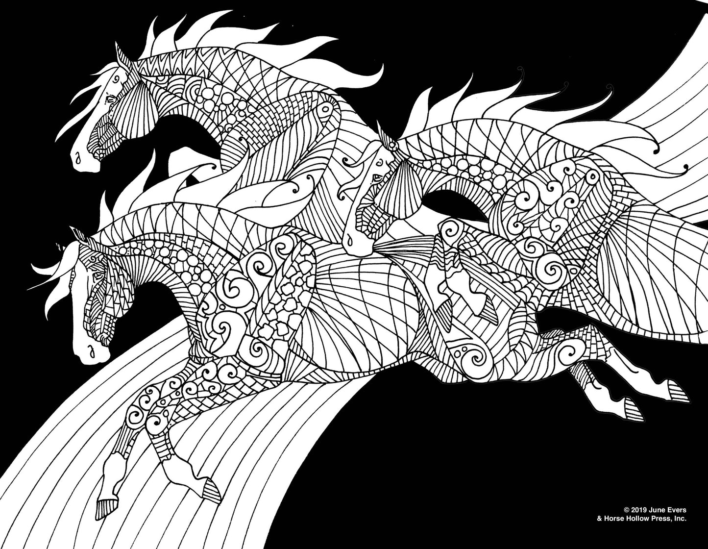 Pretty Horses Kit / 6 Drawings to Color / 24-Colored Pencils