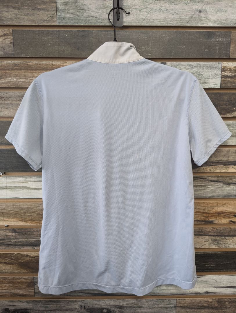 USED Riding Sport Short Sleeve Shirt Large Light Blue, White Collar