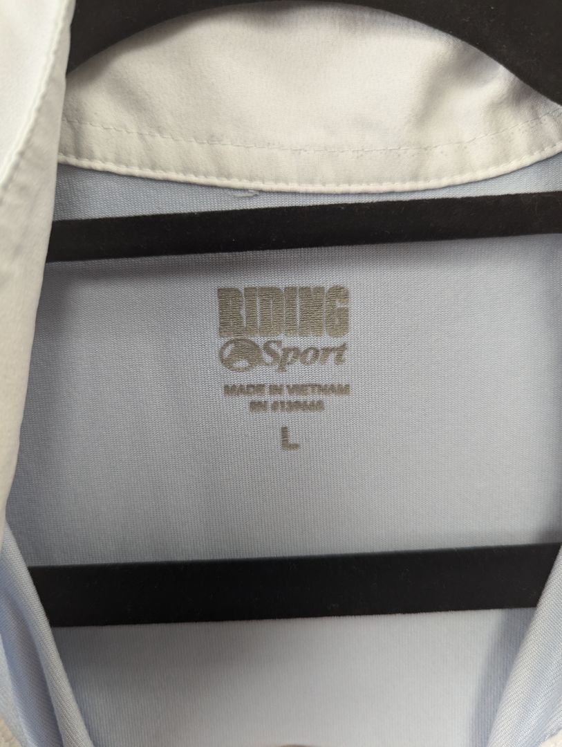 USED Riding Sport Short Sleeve Shirt Large Light Blue, White Collar