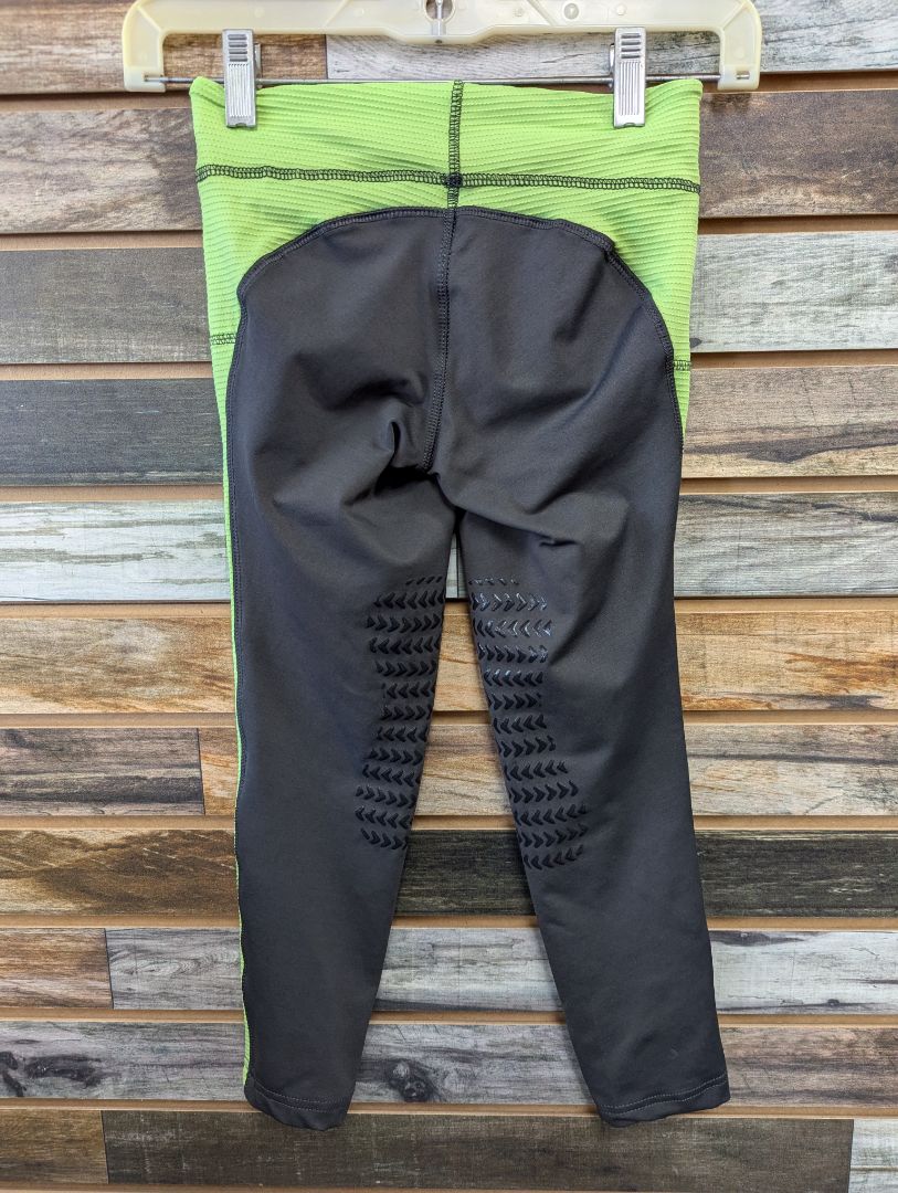 USED TuffRider Grey with Green Stripe Youth Breeches 7 Grey
