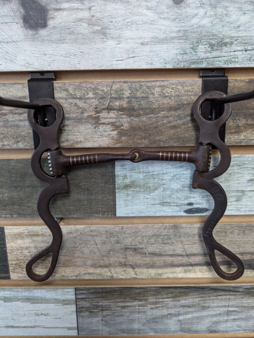 USED Performax Sweet Iron Long Shank Snaffle Curb Bit with Copper Insets and Silver Accents 5”
