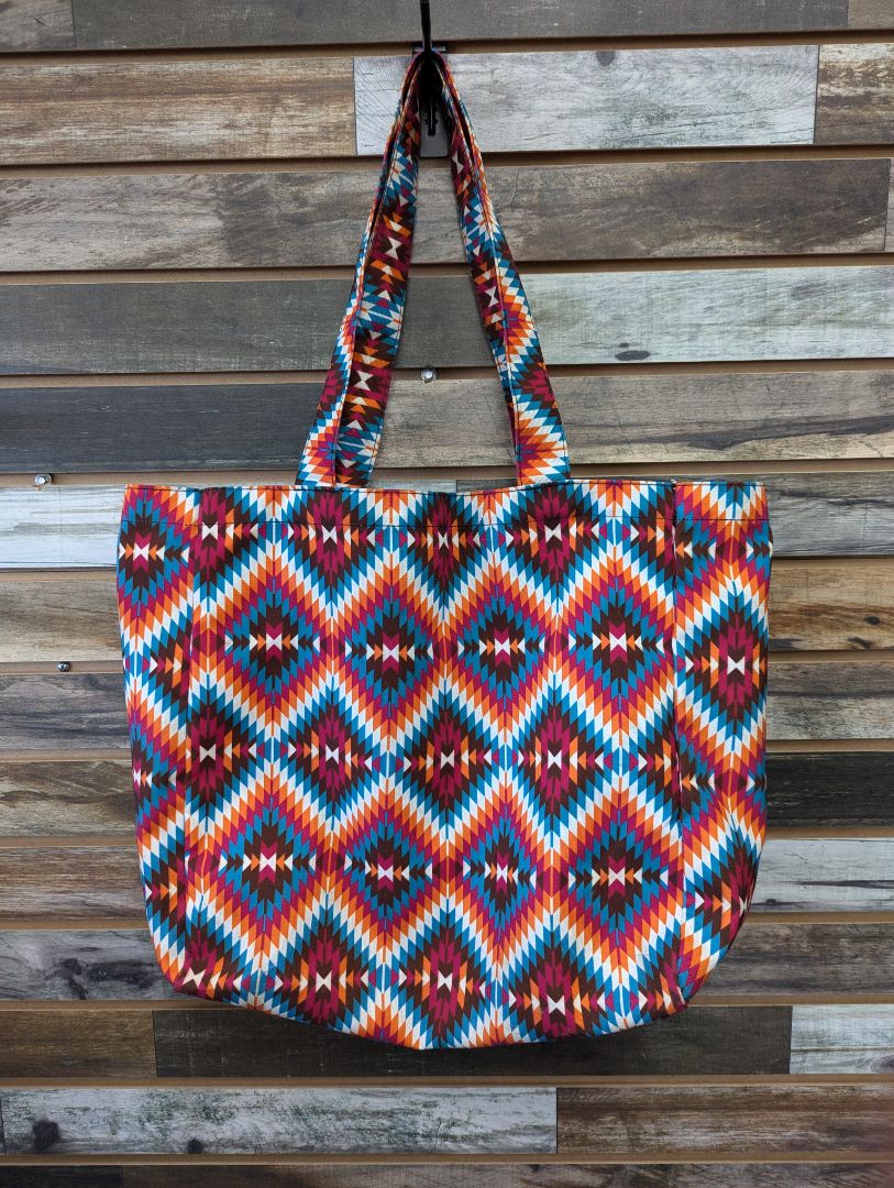 USED The Saddle Sack Tote Bag 15" x 15" x 6" Colorful