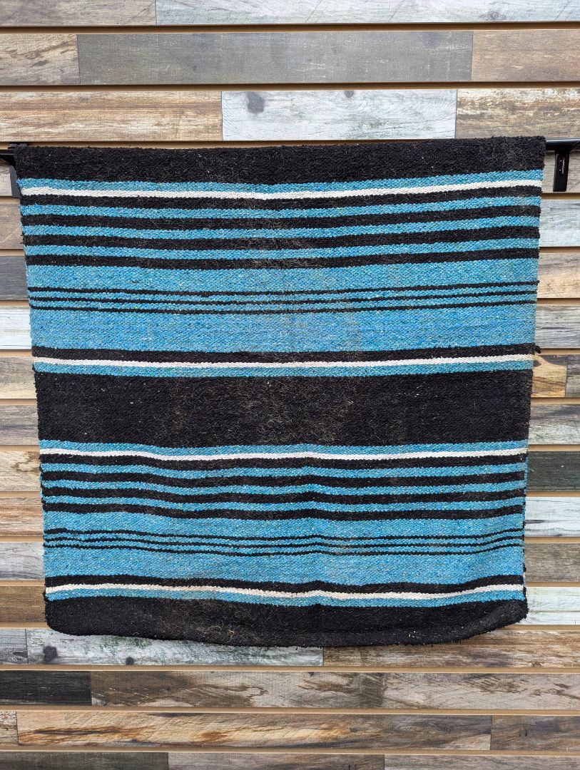 USED Western Saddle Blanket 60” x 30” Blue