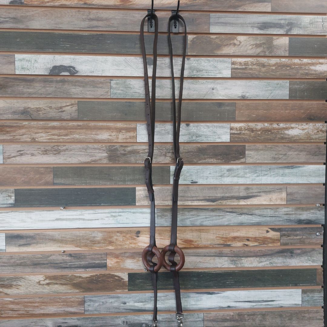 USED Side Reins with Rubber Donuts Dark Oil