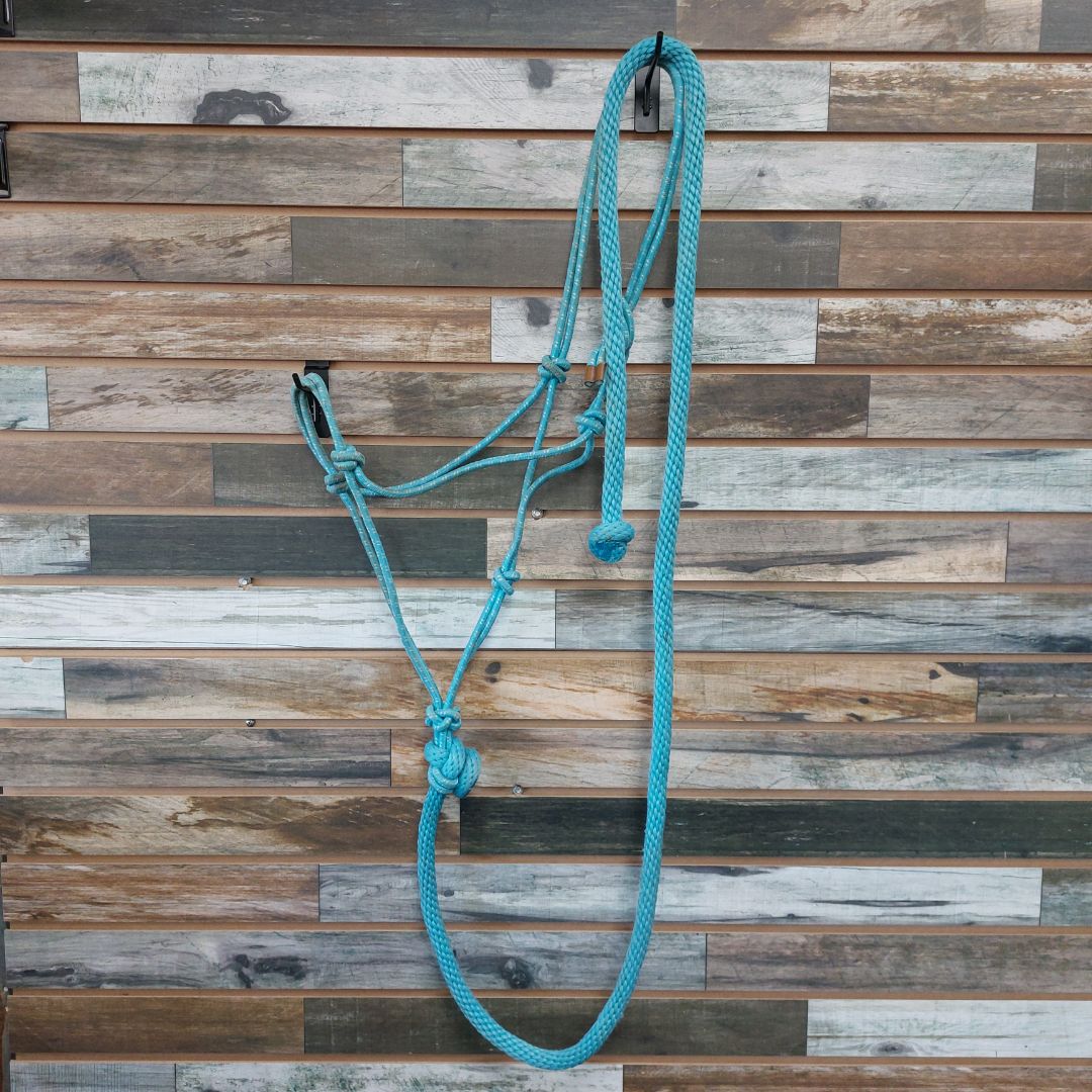 USED Rope Halter with Lead Horse Light Blue