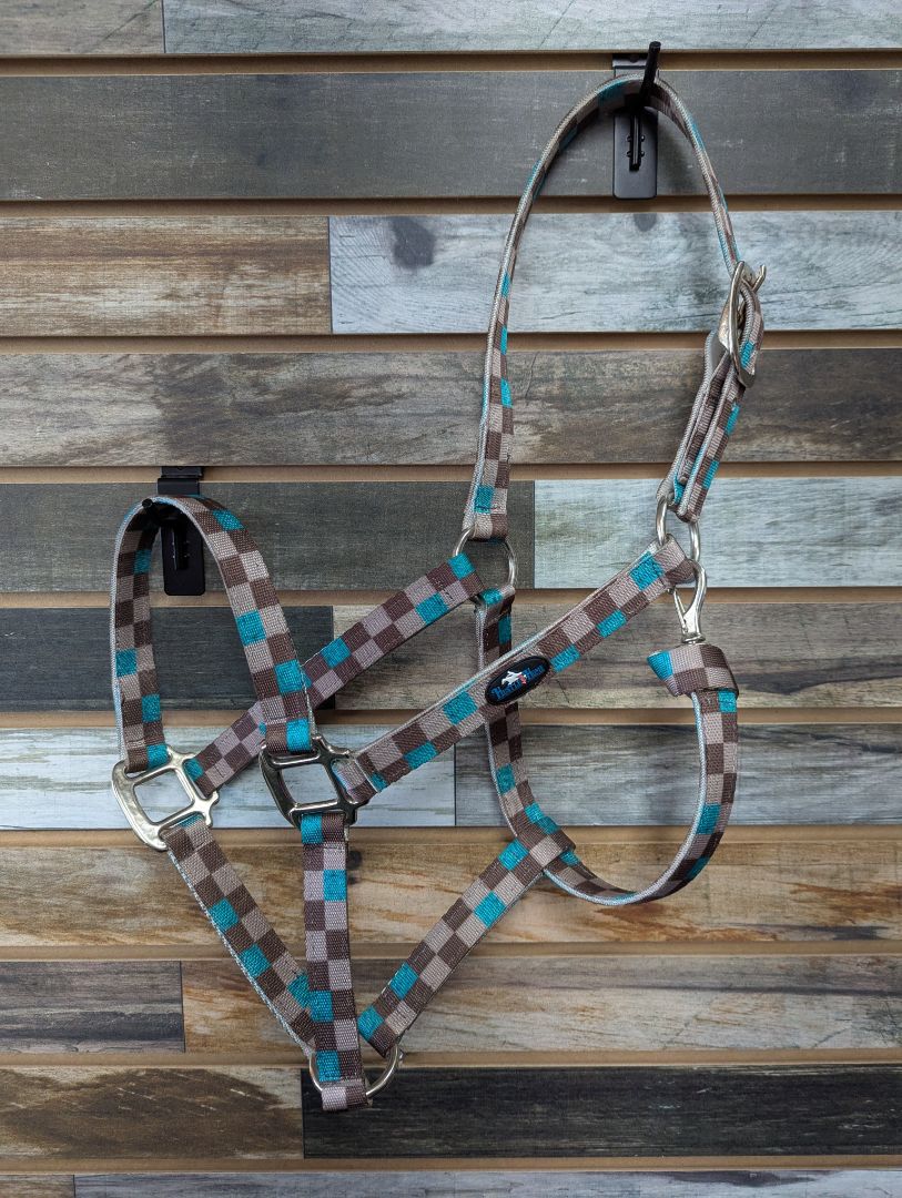 USED HustleHorse Halter Nylon Average Teal/Brown