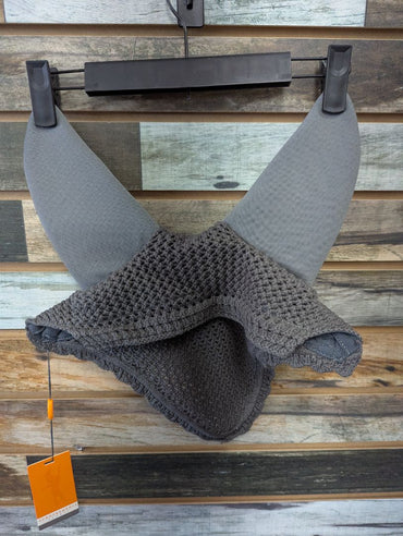 USED Equestrian Stockholm Crochet Ear Bonnet Cob Grey