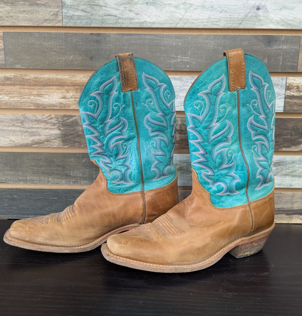 USED Ariat Cowboy Boots 11 Blue/Brown