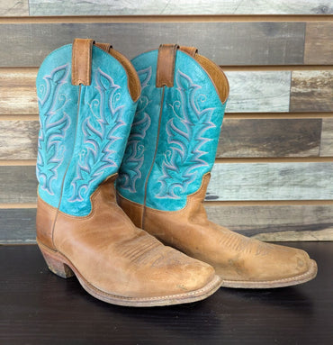 USED Ariat Cowboy Boots 11 Blue/Brown