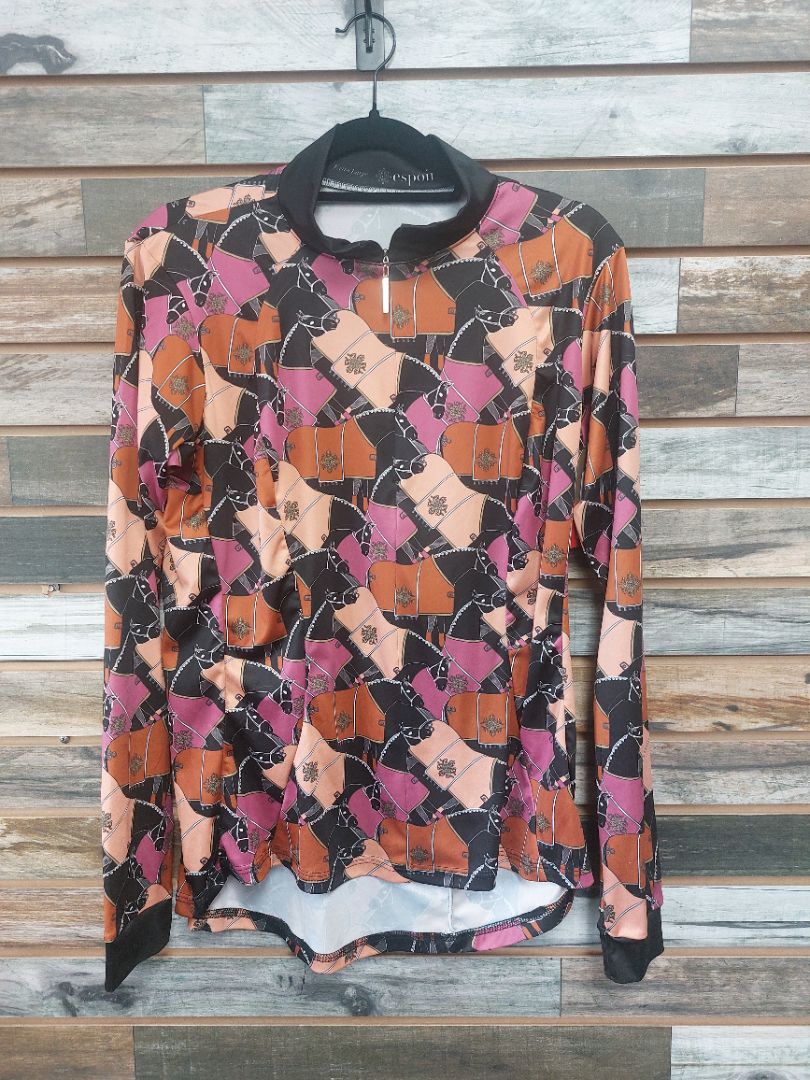 USED Espior Long Sleeve Extra Large Pink/Black/Orange/Brown