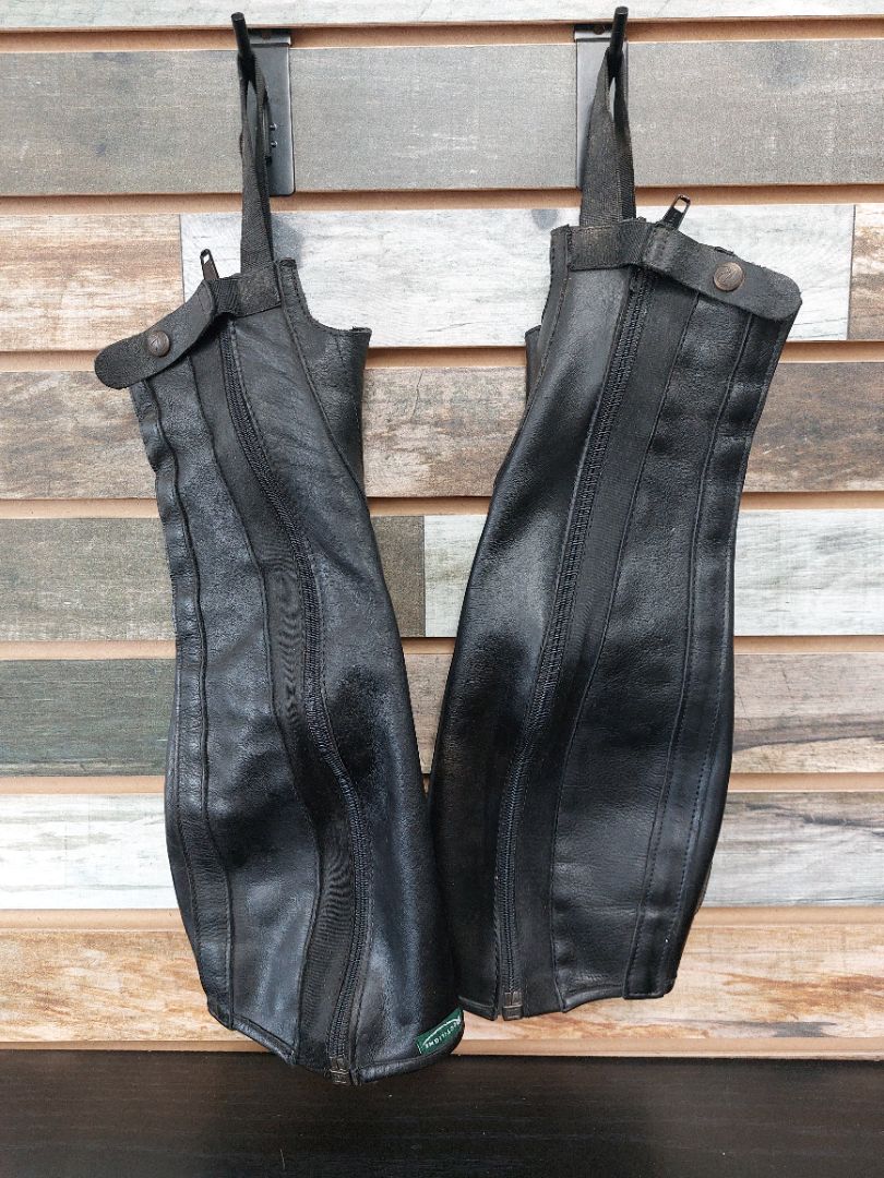 USED Rectiligne Ladies Leather Half Chaps Small Black