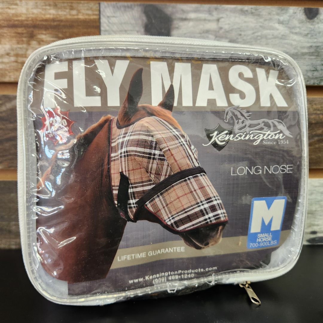 USED (New) Kensington Fly Mask Medium Blue Plaid