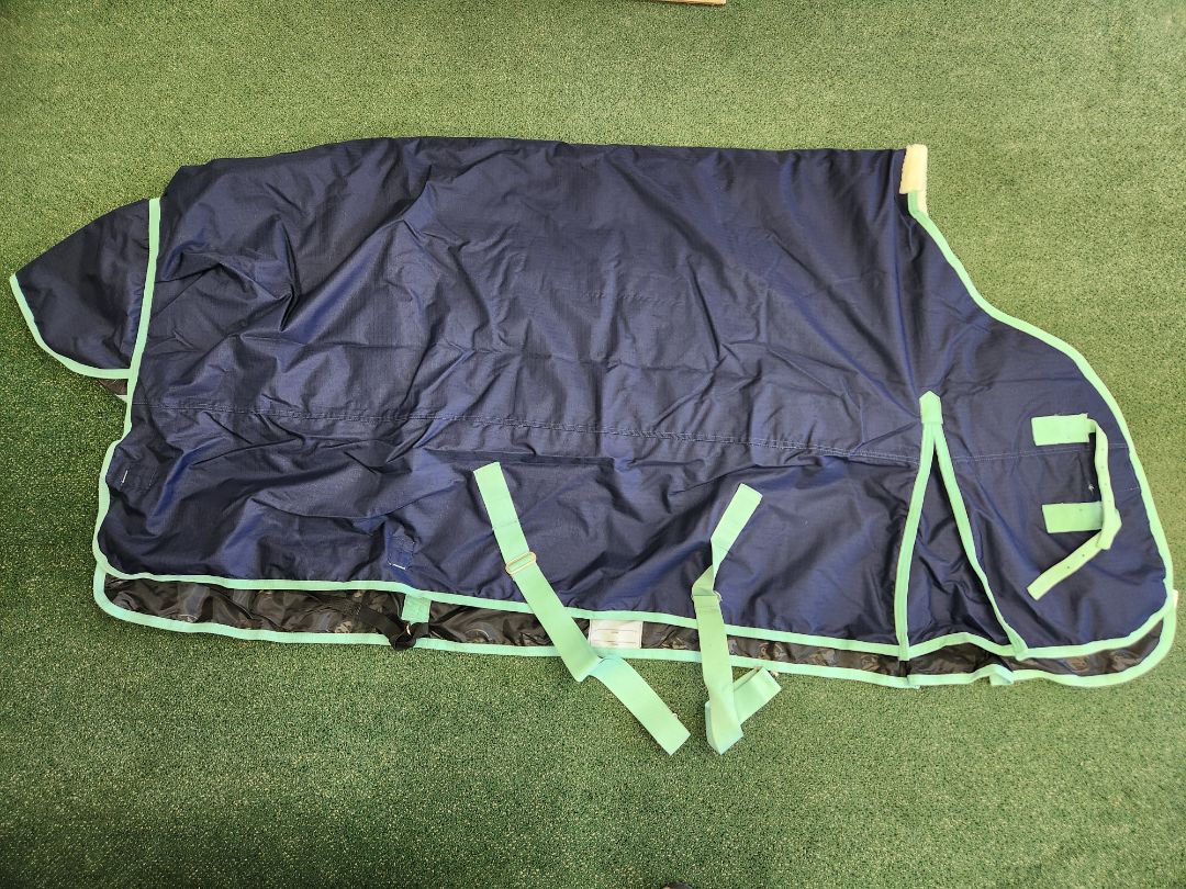 USED Smartpak 220g Fill Blanket 78" Navy w/ Mint Trim