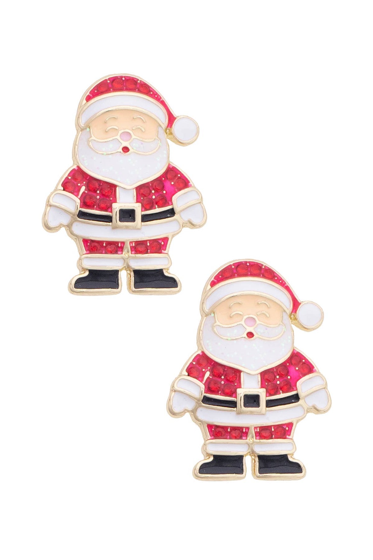 Jolly Santa Stud Earrings in Red & White