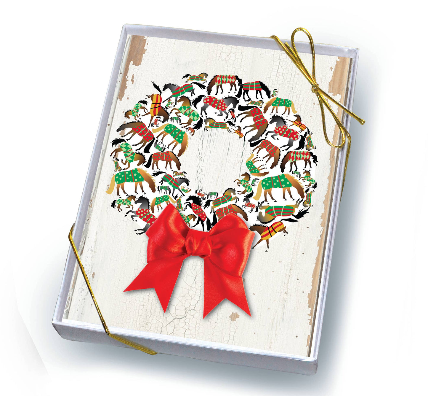 Horse Boxed Christmas Cards / Blankets Wreath / 8 Holiday