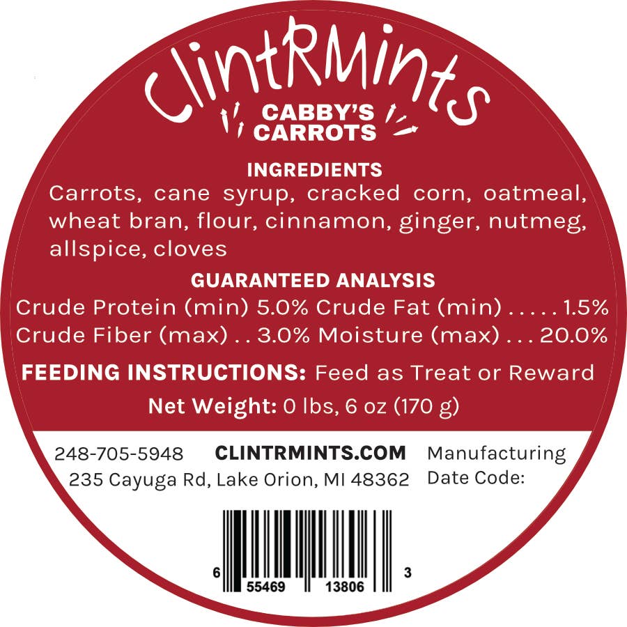 ClintRMint Horse Treats Cabby's Carrots Flavor
