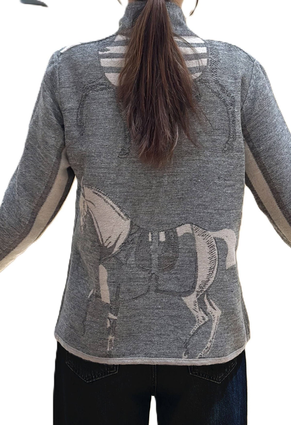 Equestrian Tan / Gray Trotter Reversible Zipper Sweater