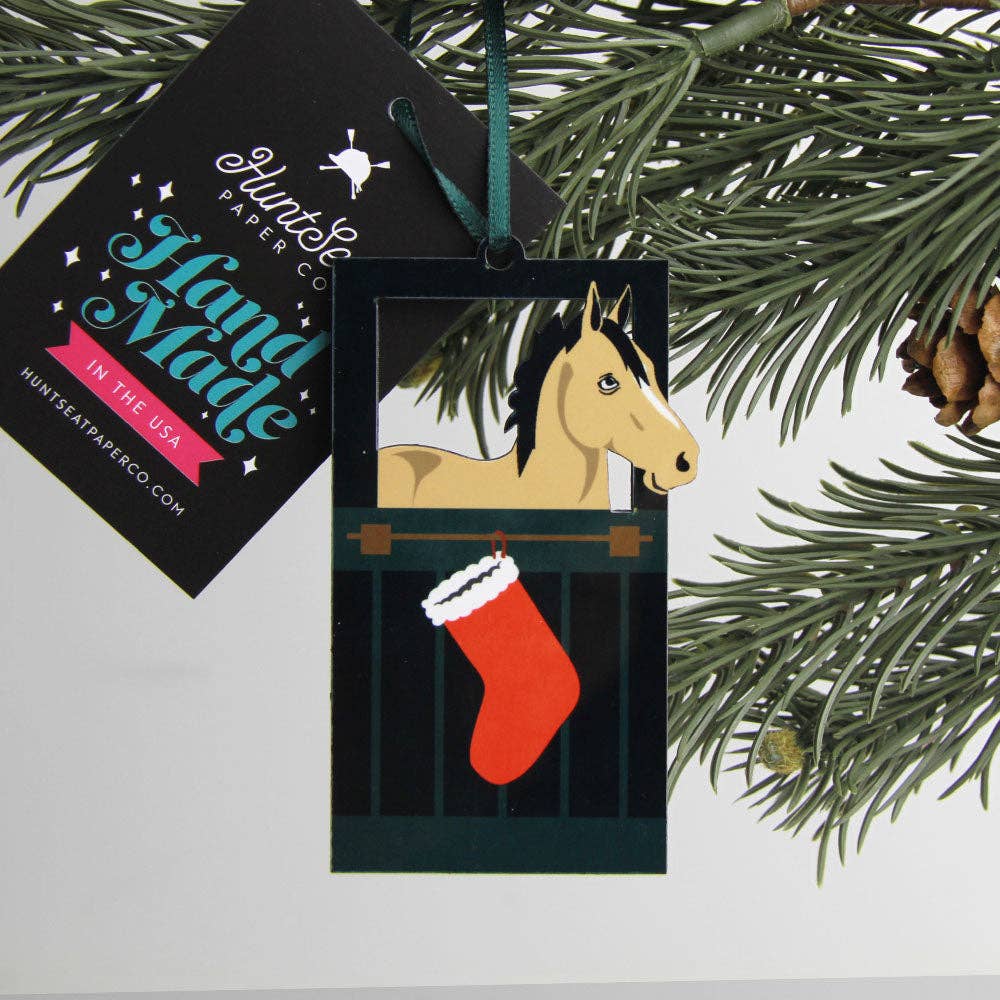 Hunt Seat Paper Buckskin Horse Barn Door Ornament