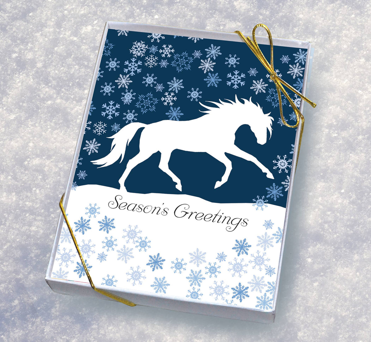 Horse Boxed Christmas Cards | White Cantering | 8 Holiday