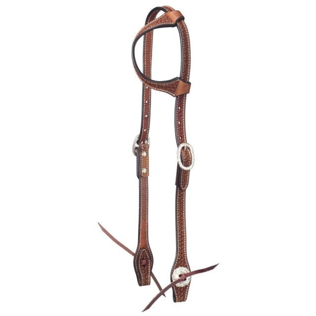 Tough1 Basket Stamp One Ear Headstall Horse Dark Oil