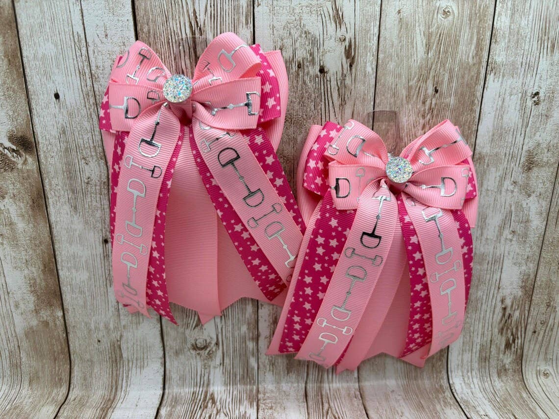 Horse Show Bows - Pink Bits on Pink Stars - Pretty In Pink