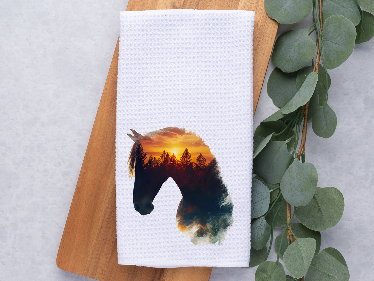 Stallion's Head Sunrise - Nature - Equine,Dish / Hand Towel