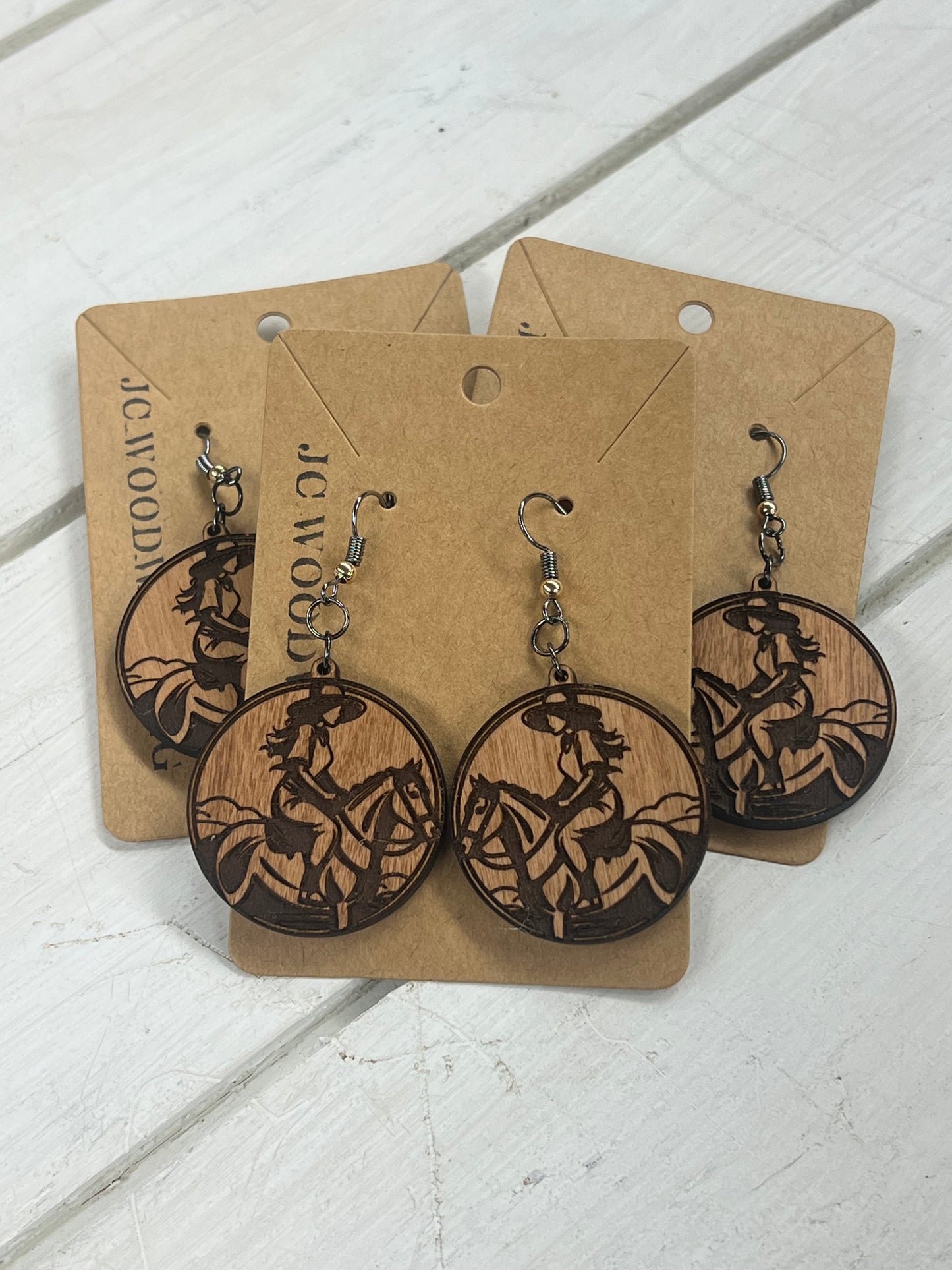JC Woodworking Large Rider in Circle Dangle Earring
