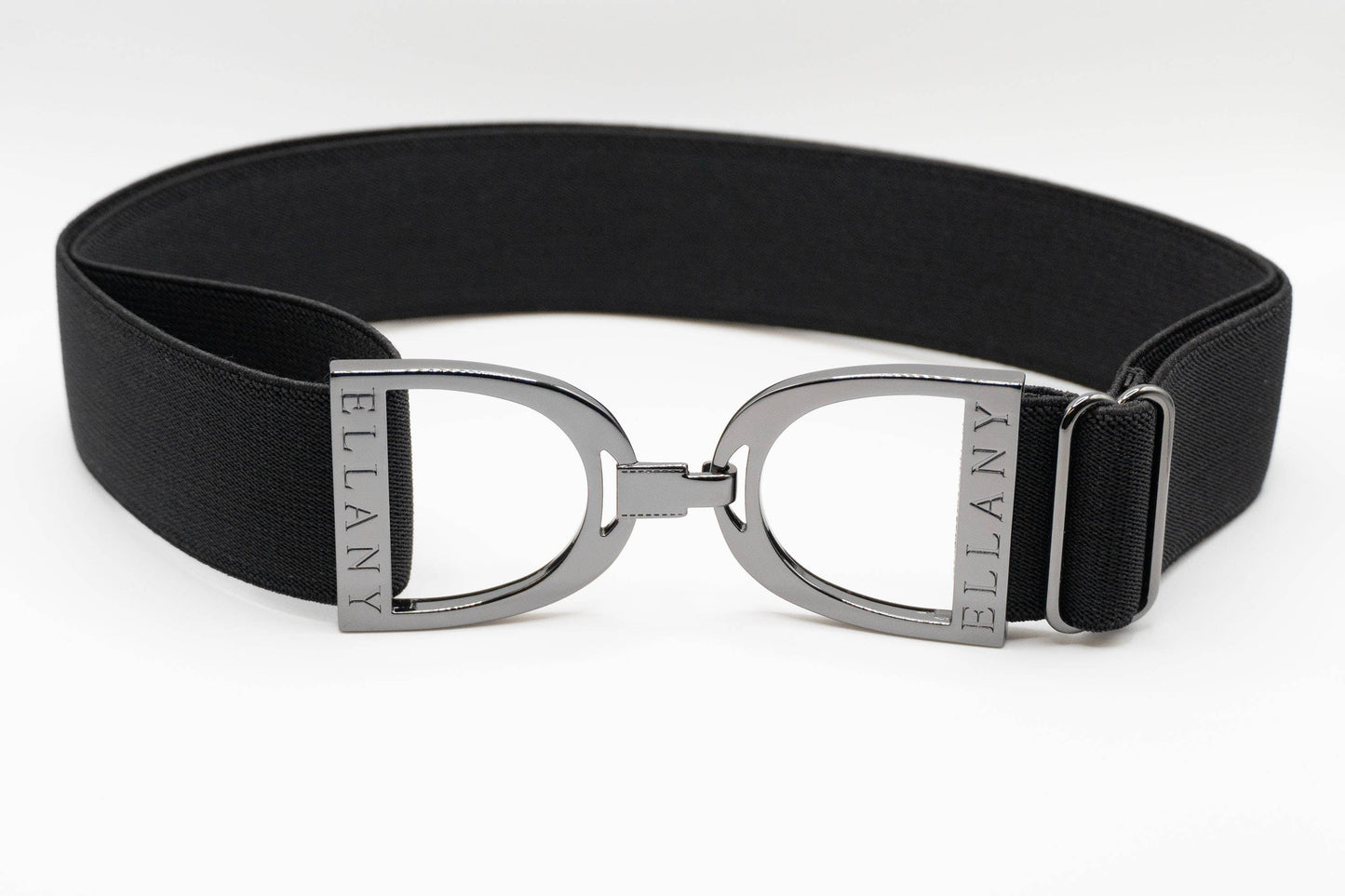 Black - 1.5" Gunmetal Stirrup Elastic Belt