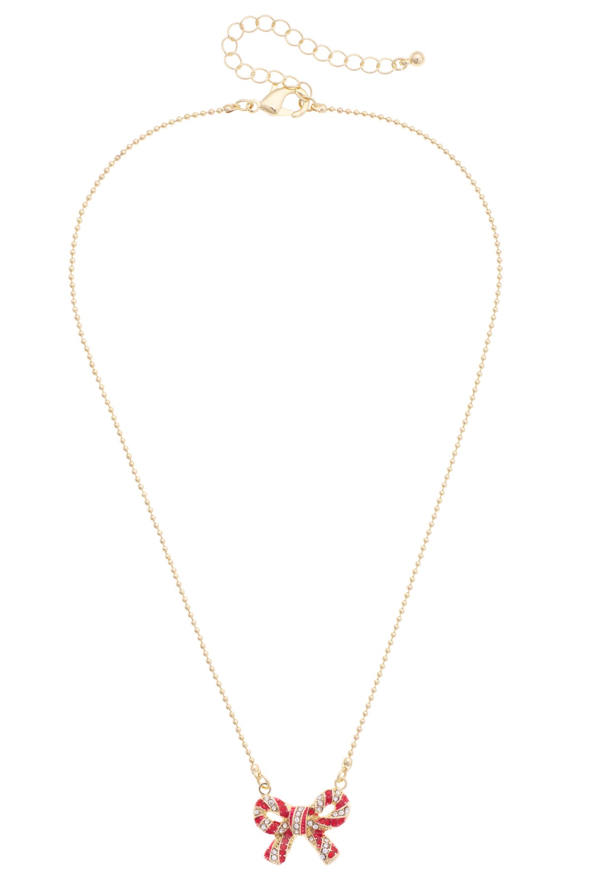 All Twisted Up Pave Bow Necklace in Red & White