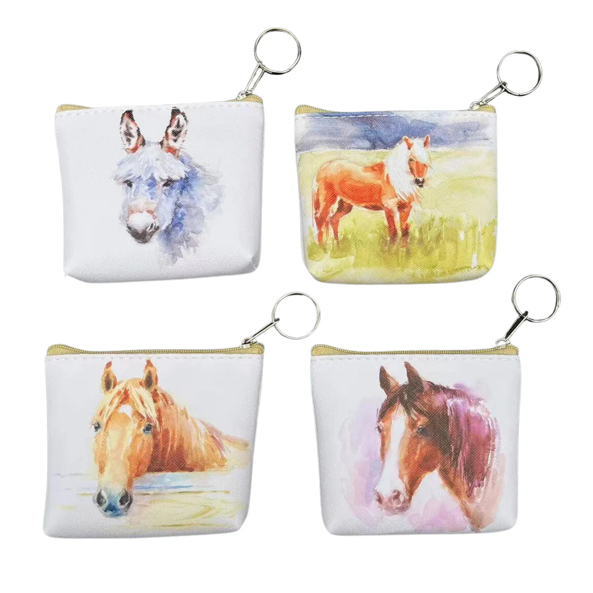 Horses and Donkey Key Chain Coin Purses