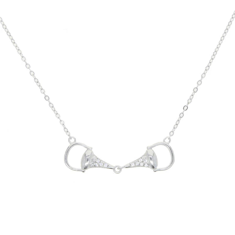 AWST Int'l Sterling Silver & CZ Snaffle Bit Necklace
