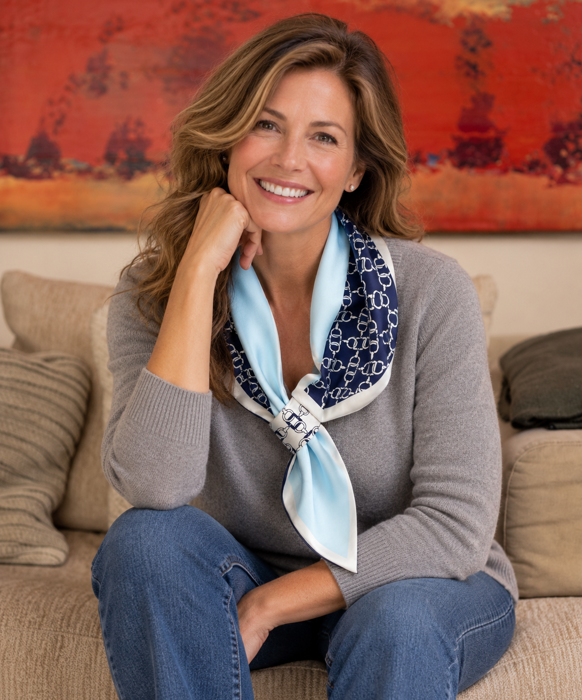 Blue / Aqua Chains Loop Scarf
