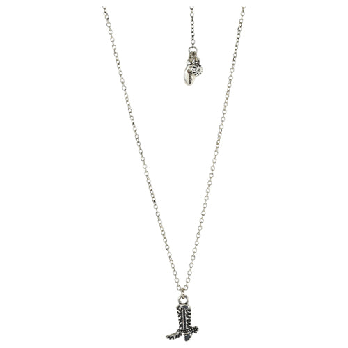 Justin silver boot necklace w/ spurs charm – 16" + 2.5" ext