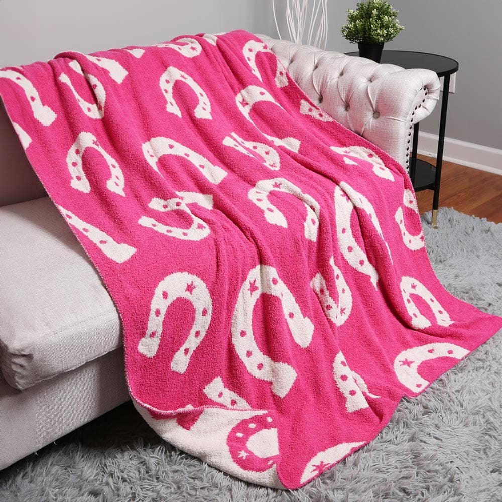 Reversible Horseshoe Patterned Throw Blanket