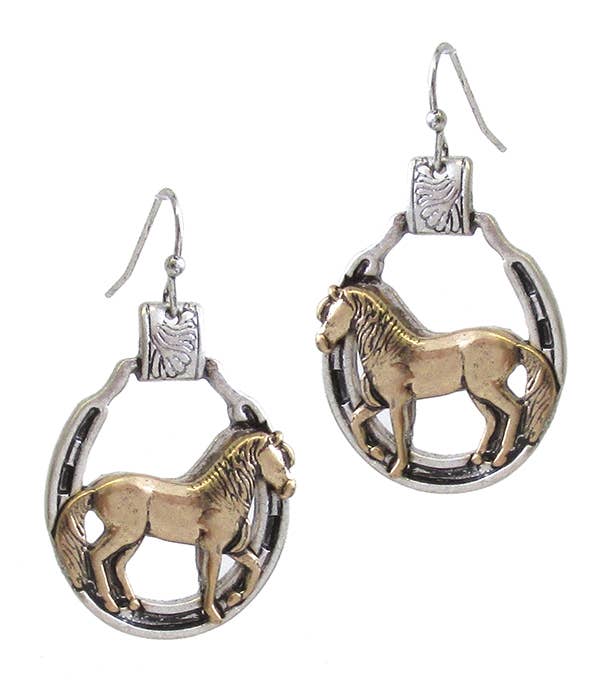 ( M472 ) METAL HORSE EARRING