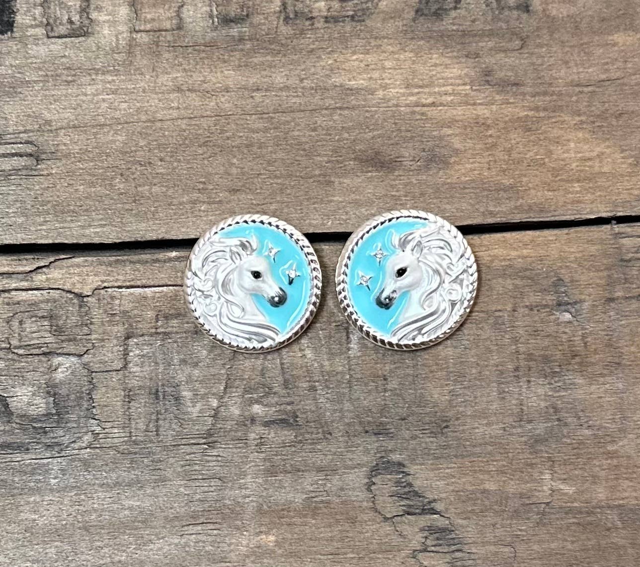 Arabian horse face Disk Earrings POST / Jewelry
