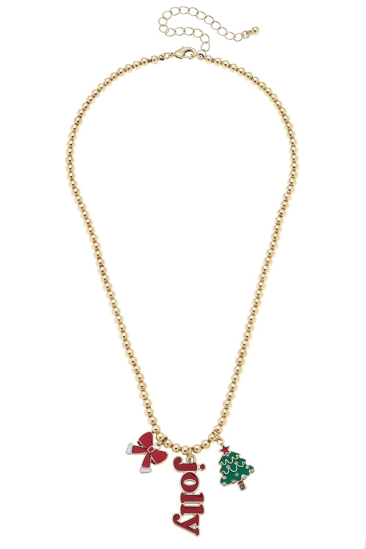 Holly Jolly Ball Bead Necklace in Shiny Gold