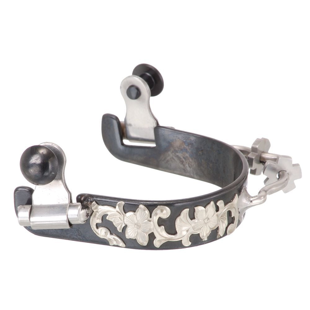 Tough1 Black Steel Floral Bump Spurs