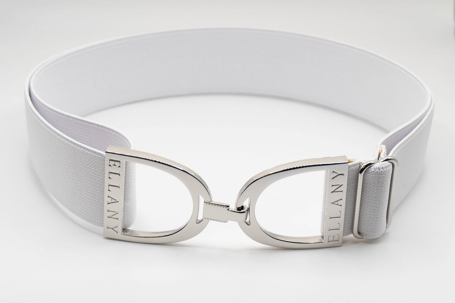 White - 1.5" Silver Stirrup Elastic Belt