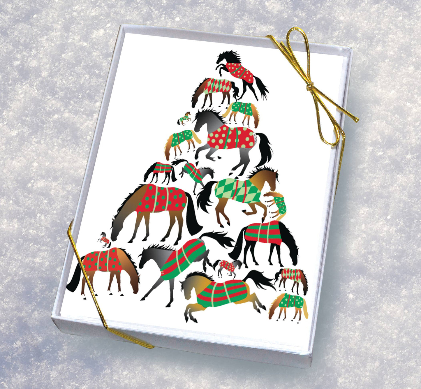 Horse Boxed Christmas Cards / Tree of Blankets / 8 Holiday