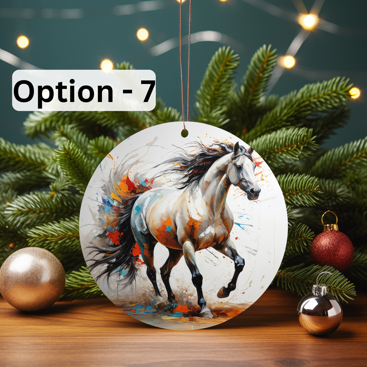 3D Oil Painting Horse, Cermaic Christmas Ornaments