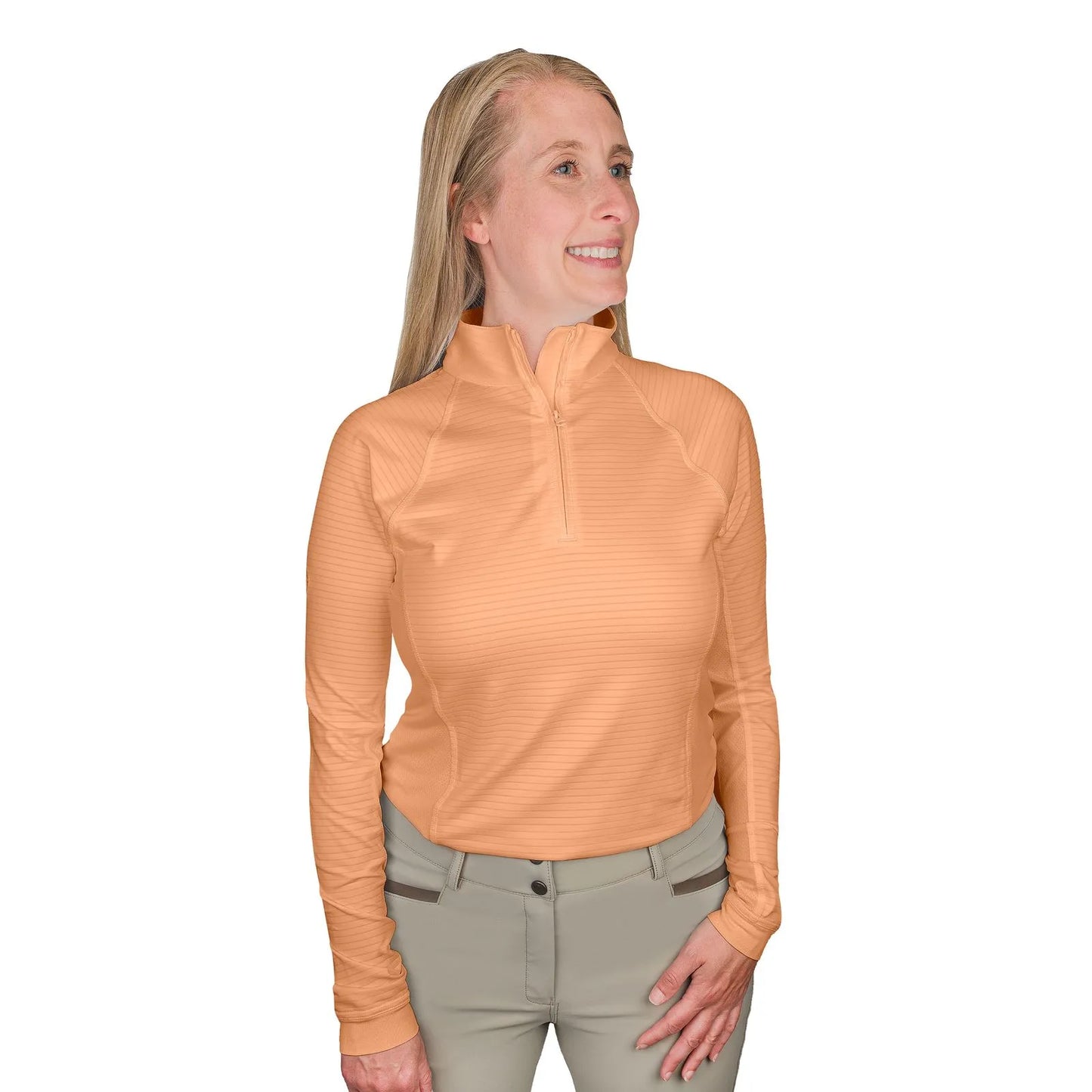 Ladies Ovation® Quarter Zip Textured Long Sleeve Sun Shirt