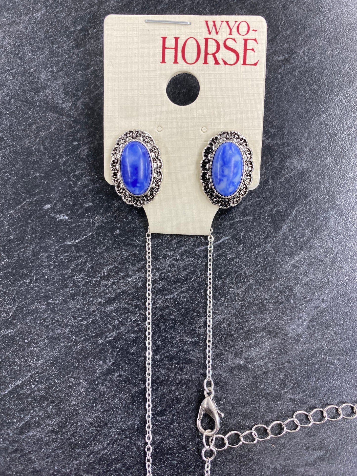 Wyo Horse Jewelry - Coordinated Oval Stone Set - Denim Blue - Package (3)