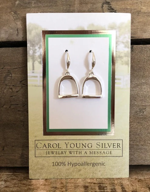 Carol Young Silver English Stirrup Earrings