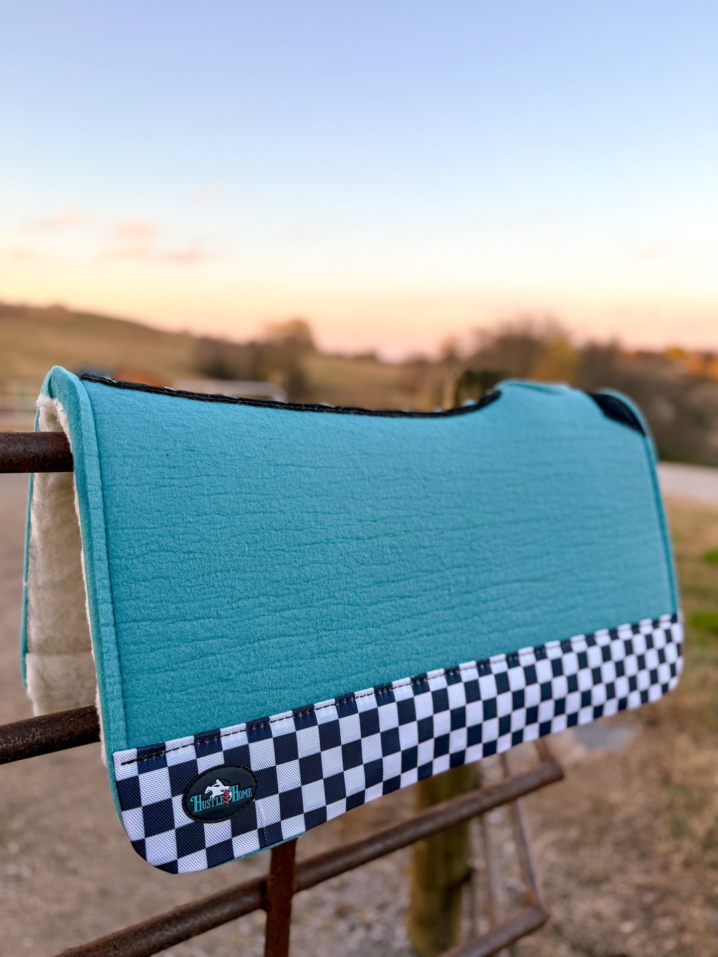 Turquoise Checks Out Wool Saddle Pad