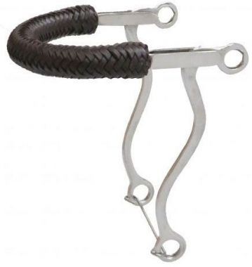 USED Showman Bicycle Chain Braided Leather Nose Stainless Steel Hackamore 5"