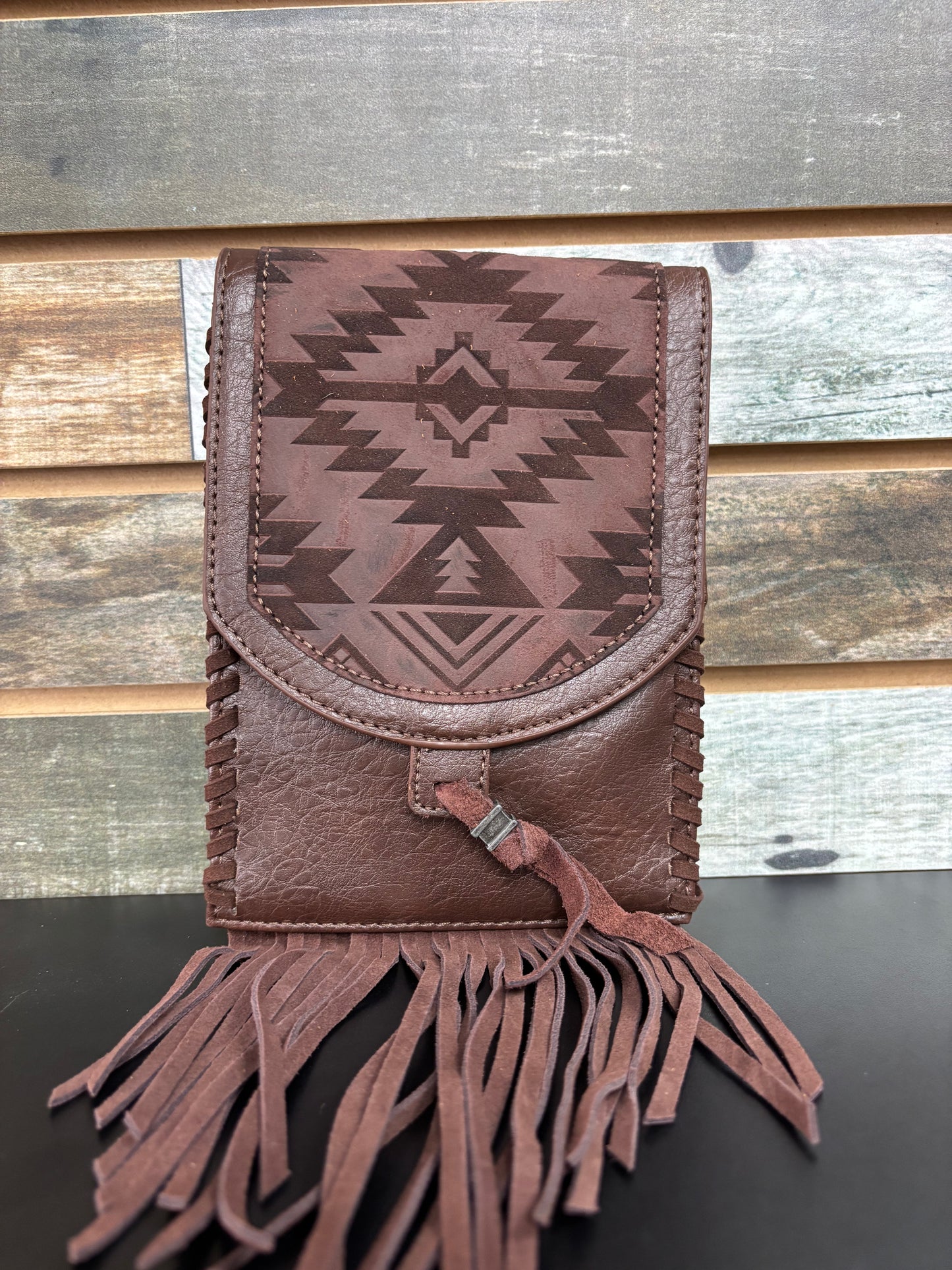 Catchfly Ladies Saddle Pouch Brown with Design