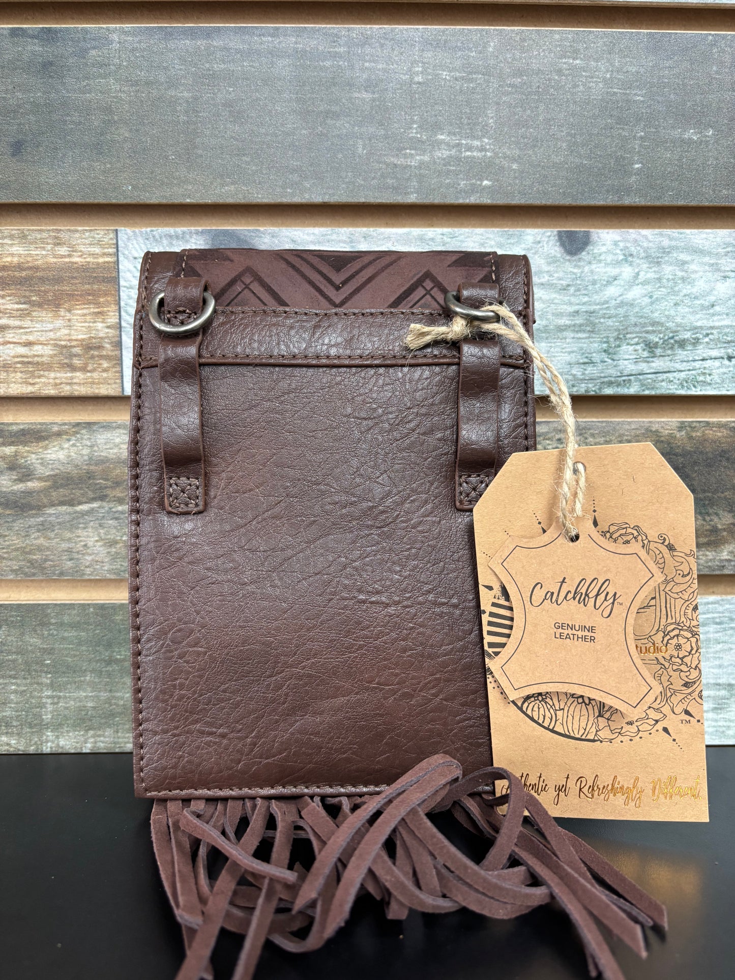 Catchfly Ladies Saddle Pouch Brown with Design